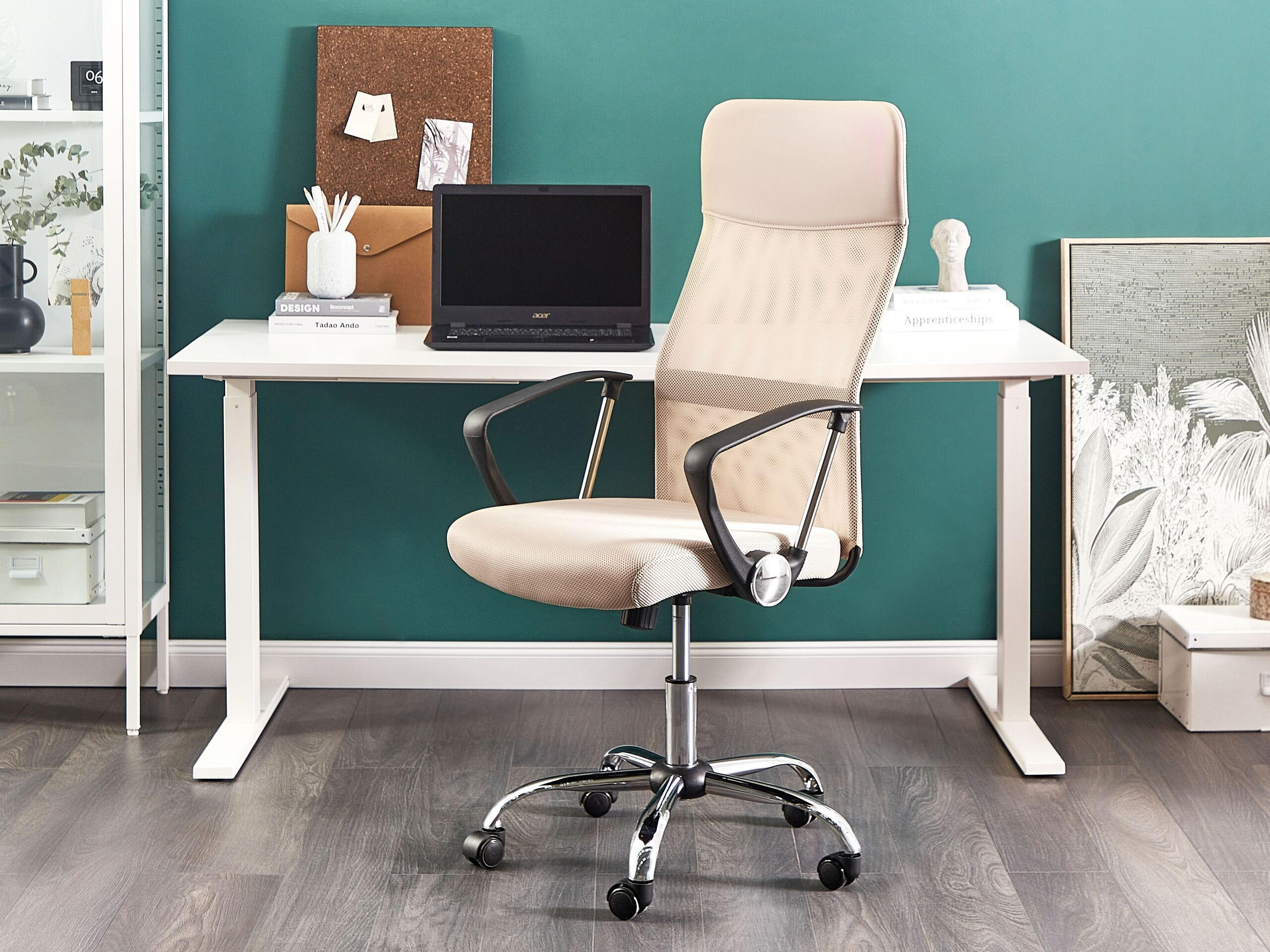 BÜROSTUHL Polyester Beige Design - Beige, Kunststoff/Textil (63/114/63cm) - Beliani