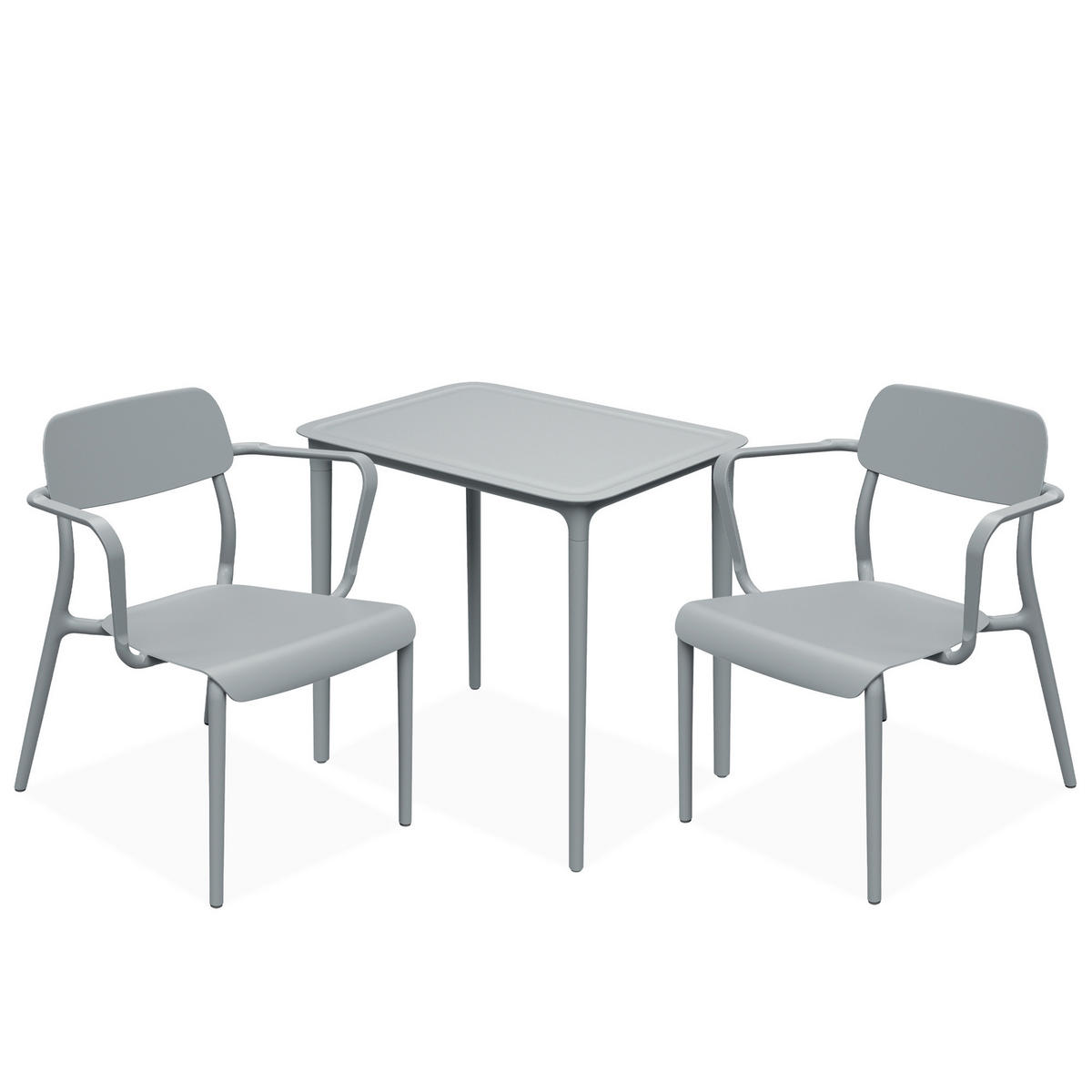 GARTENMÖBEL-SET GALIO, 3-tlg - Grau, Kunststoff - KONSIMO®