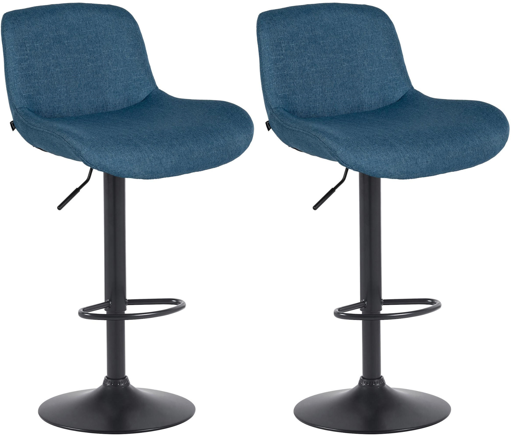 BARHOCKER 2er Set Stoff Blau - Blau/Schwarz, Textil/Metall (50/85/50cm) - CLP