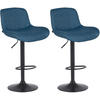 BARHOCKER 2er Set Stoff Blau - Blau/Schwarz, Textil/Metall (50/85/50cm) - CLP