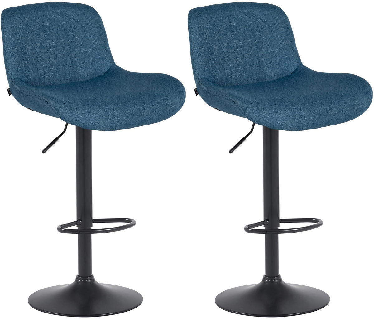 BARHOCKER 2er Set Stoff Blau - Blau/Schwarz, Textil/Metall (50/85/50cm) - CLP