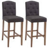 BARHOCKER 2er Set Stoff dunkelgrau - Dunkelgrau/Naturfarben, Holz/Textil (42/113/57cm) - CLP