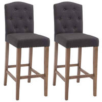 BARHOCKER 2er Set Stoff dunkelgrau - Dunkelgrau/Naturfarben, Holz/Textil (42/113/57cm) - CLP
