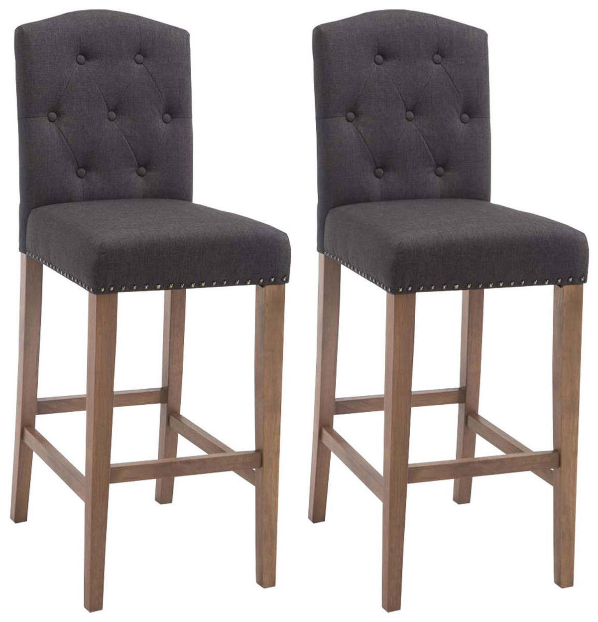 BARHOCKER 2er Set Stoff dunkelgrau - Dunkelgrau/Naturfarben, Holz/Textil (42/113/57cm) - CLP