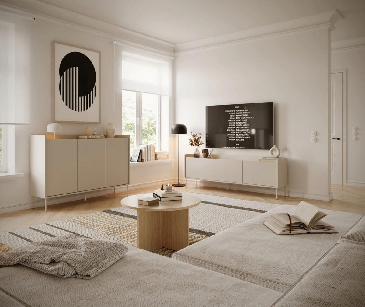 TV-SCHRANK Tovi Kaschmirgrau / Holzoptik Eiche 140/58/36 cm - Taupe, Holzwerkstoff/Metall (139.8/58.5/36.4cm) - Selsey