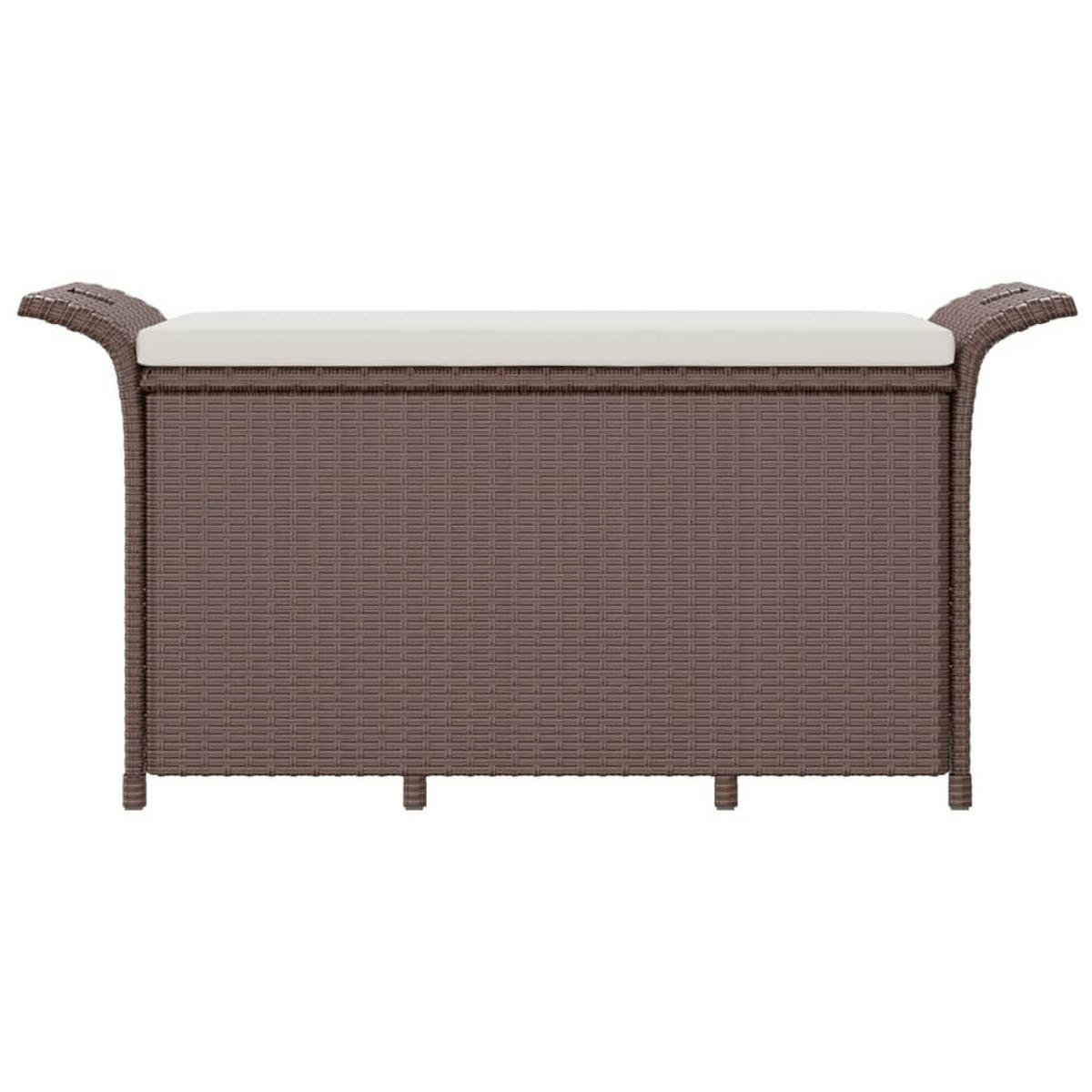 GARTENBANK mit Kissen Braun 116x46x57 cm Poly Rattan - Braun, Kunststoff (116/57/46cm) - furnicato