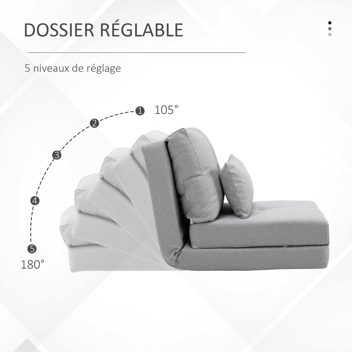 SCHLAFSESSEL DE-14555 5-fach verstellbar, 2 Kissen Hellgrau - Hellgrau, Textil (203.2/142.24/152.4cm) - ComfortXL