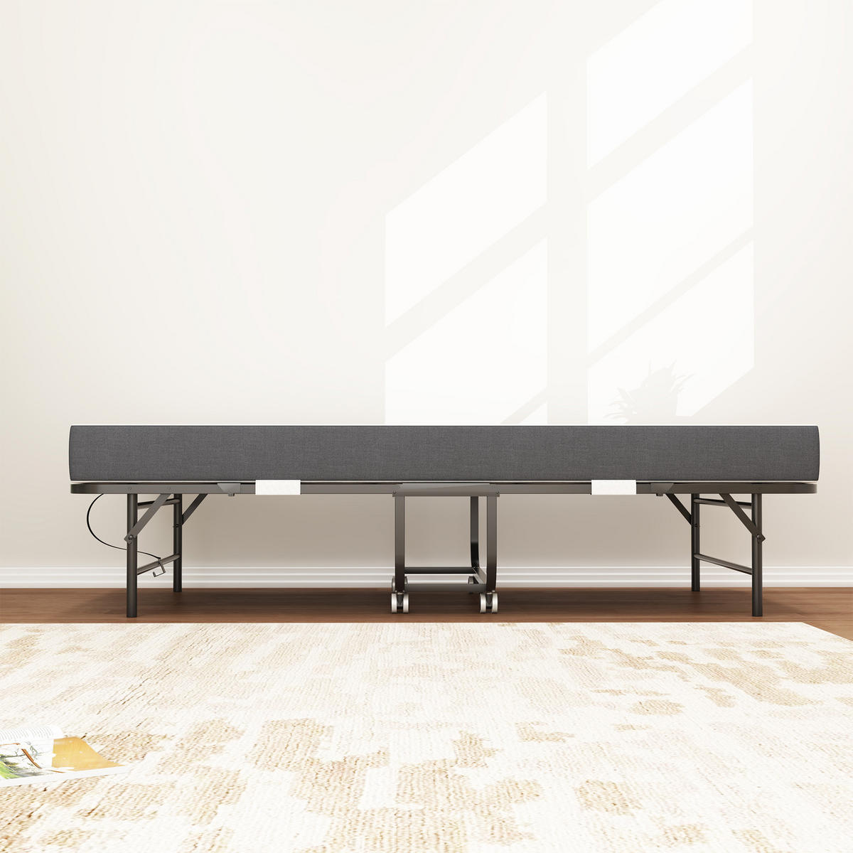 GÄSTEBETT klappbar 90x190 cm Metall Schwarz mit Memory-Foam-Matratze - Schwarz, Metall (90/190cm) - Meubliv