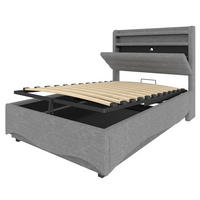 POLSTERBETT mit LED und USB Grau 90x200 cm Textil - Grau, Textil (90/200cm) - SONNENH
