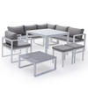 GARTENLOUNGE Ibiza Grau und Weiß 7 Plätze - Grau, Metall - Happy Garden