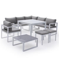 GARTENLOUNGE Ibiza Grau und Weiß 7 Plätze - Grau, Metall - Happy Garden