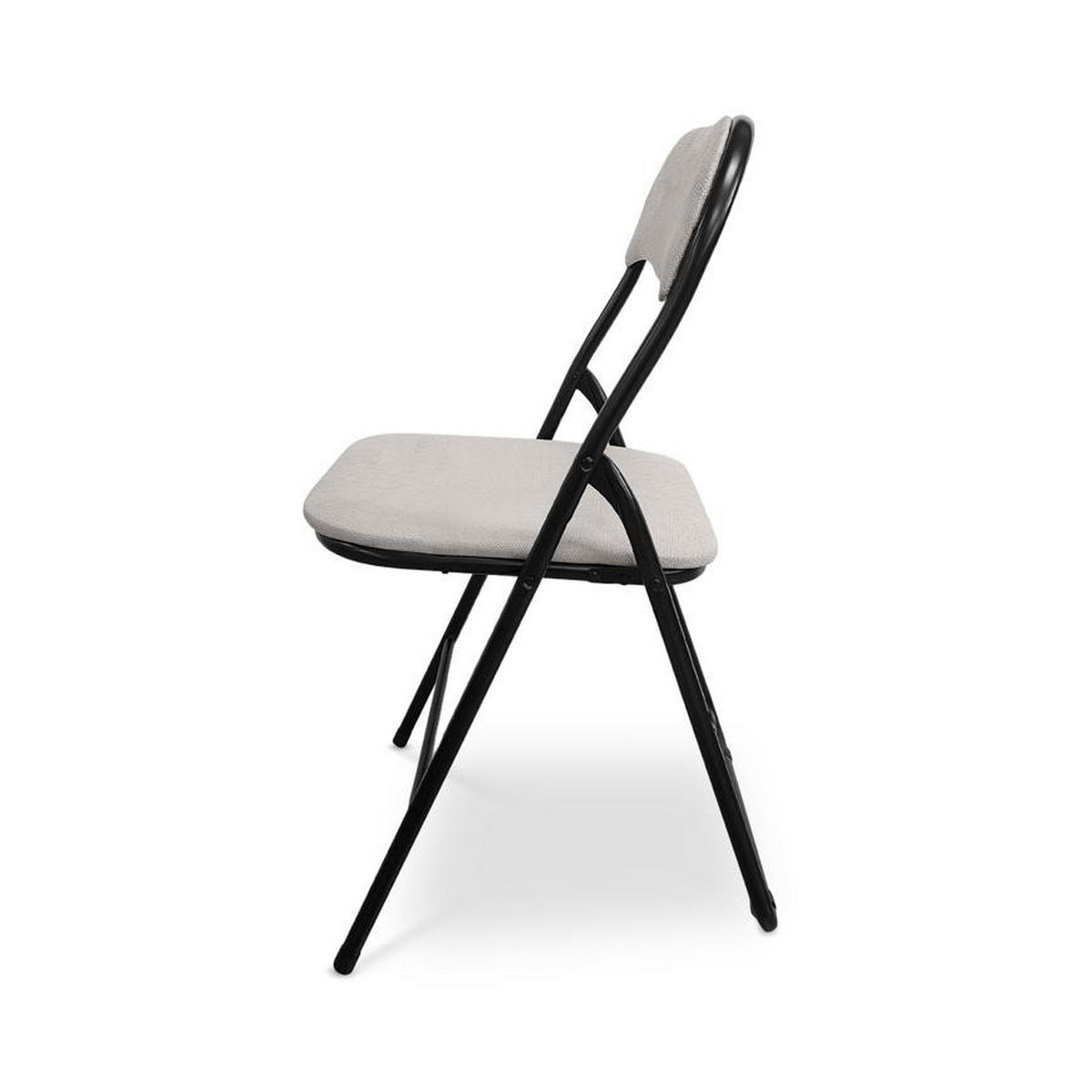 KLAPPSTÜHLE 6er-Set gepolstert, brauner Stoff und schwarze Metallbeine - Greta - Schwarz/Grau, Textil/Metall (44/78/46cm) - Sicaan
