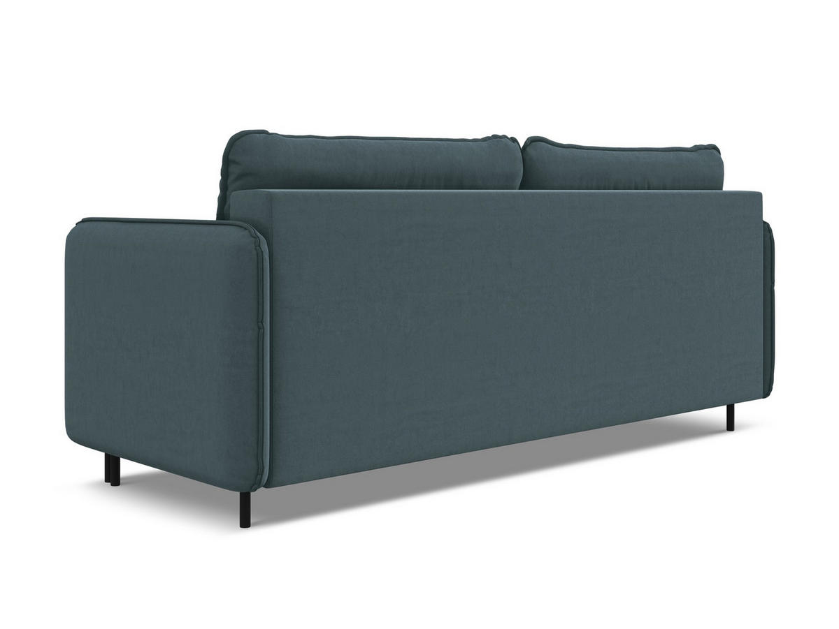 3-SITZER SOFA mit Schlaffunktion Samt Stoff Blau - Blau/Petrol, Holz/Textil (226/90/92cm) - Makamii