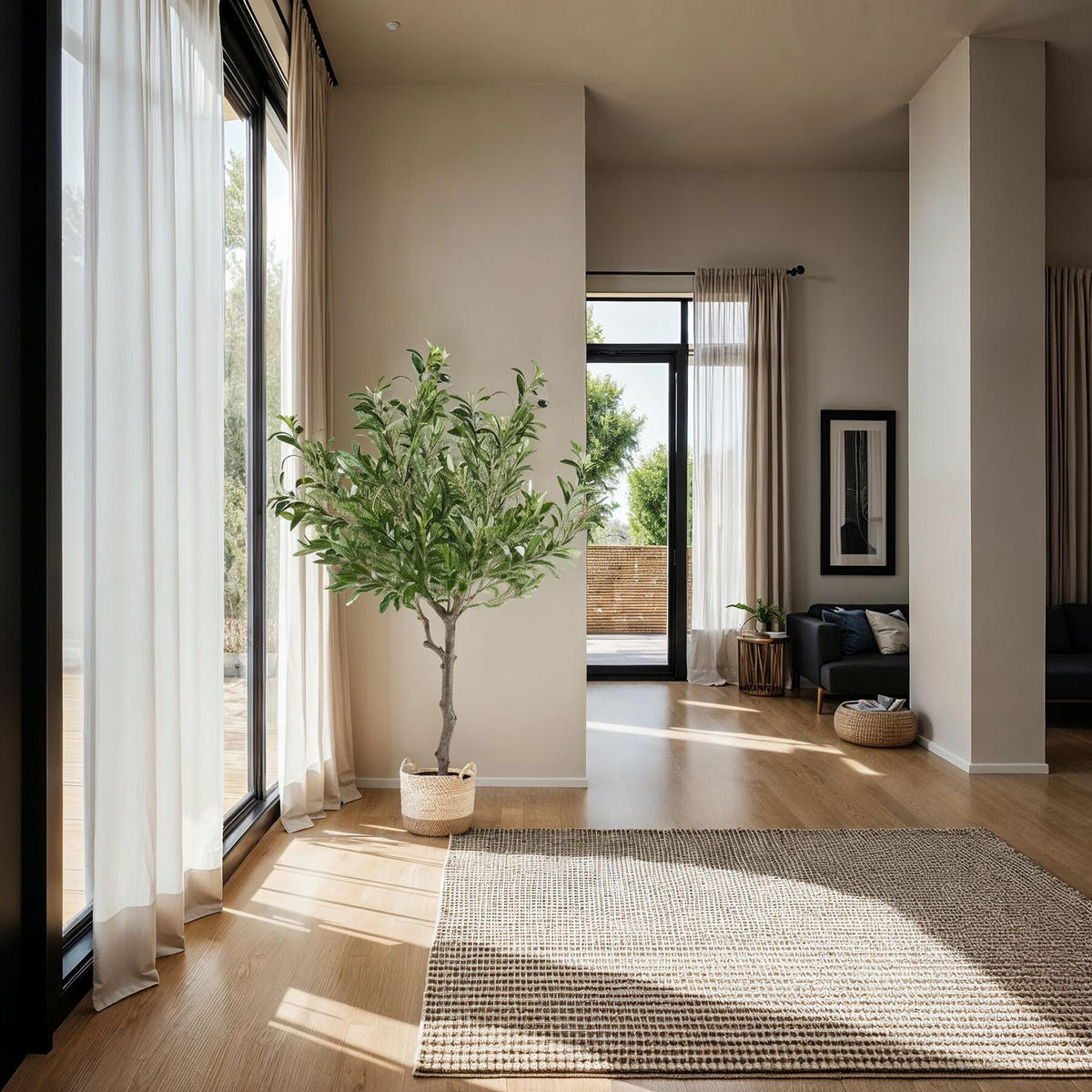 KÜNSTLICHER-OLIVENBAUM Oleand,stabiler Kunststoff-Blumentopf,grün - Grün, Kunststoff (120cm) - tectake