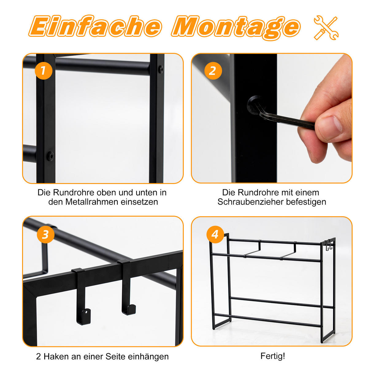 GETRÄNKEKISTENREGAL Baldeneysee 2 Haken & 2 Auflageträger 82x104x32cm Schwarz - Schwarz, Metall (104/82/32cm) - PROREGAL