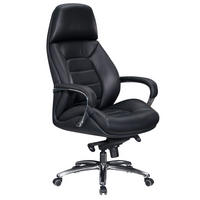 CHEFSESSEL Leder mit Multiblockwippmechanik bis 120 kg MIRON, Schwarz 67x67x137 cm - Silberfarben/Schwarz, Leder/Metall (67/137/67cm) - KADIMA DESIGN