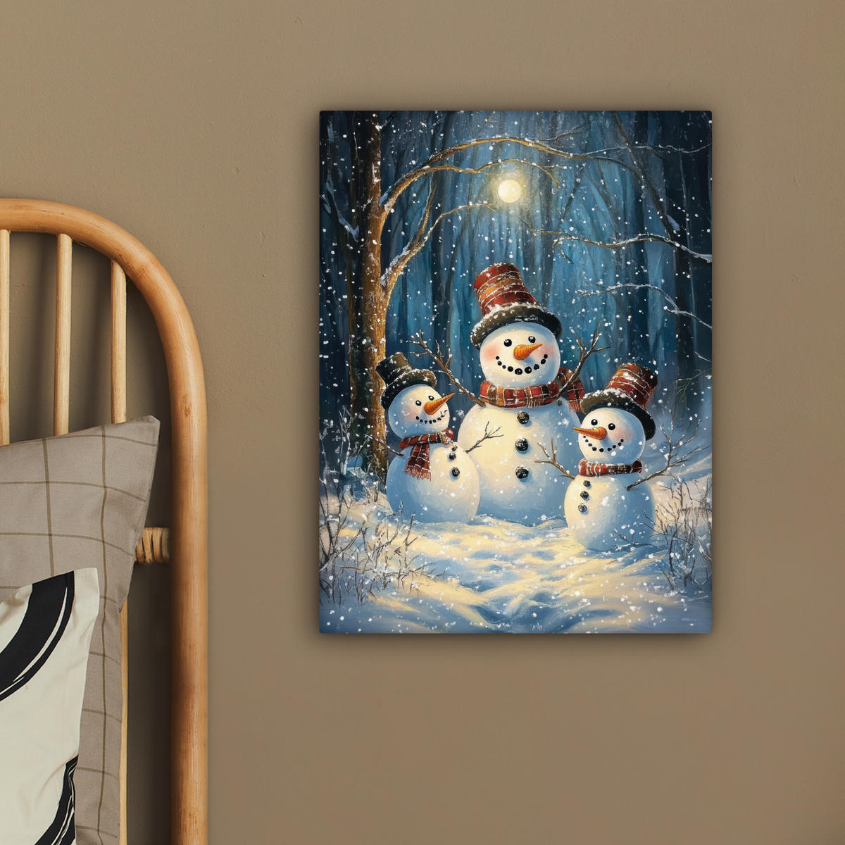 LEINWANDBILD Schneemann - Schnee - Winter - Wald 30x40 cm - Hellblau, Textil (30/40cm) - MuchoWow