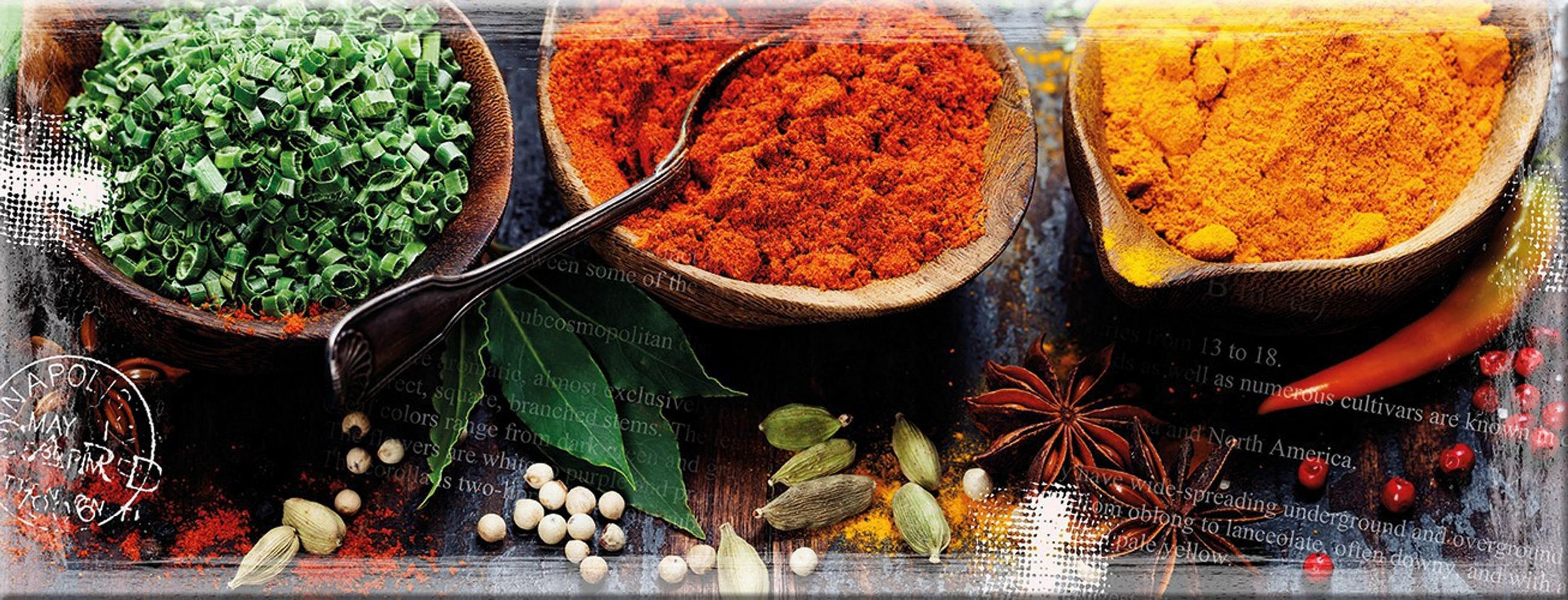 GLASBILD 80x30 cm Küche Gewürze bunt - Gelb, Glas (80/30cm) - artissimo