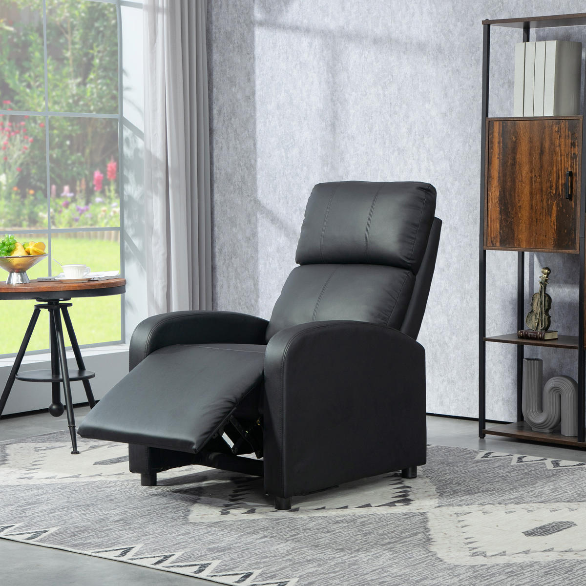 RELAXSESSEL Ruhesessel Sessel Fernsehsessel mit Liegefunktion Kunstleder 2 Farbe - Schwarz, Kunststoff (89.5/104.5/69.5cm) - HOMCOM