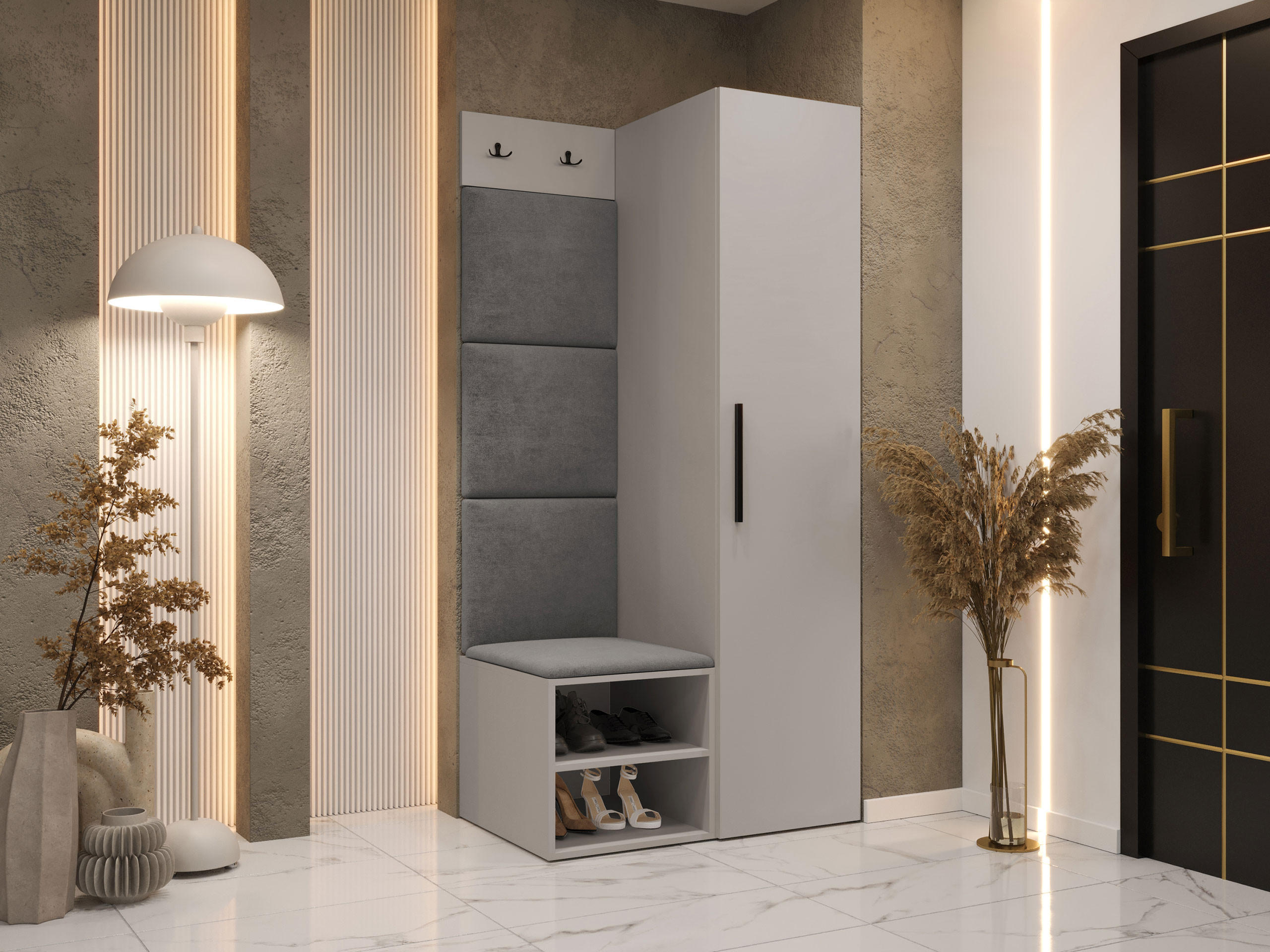 GARDEROBEN-SET Medi III - Kaschmir/Schwarz, Holzwerkstoff/Kunststoff (40/191/50cm) - MIRJAN24