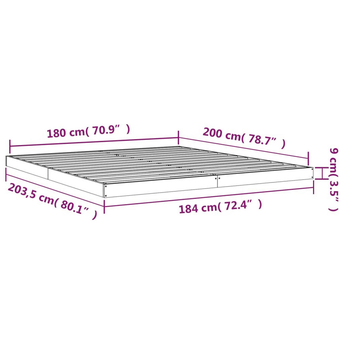 MASSIVHOLZBETT 180/200 Cm Kiefer - Braun, Holz (180/200cm) - vidaXL