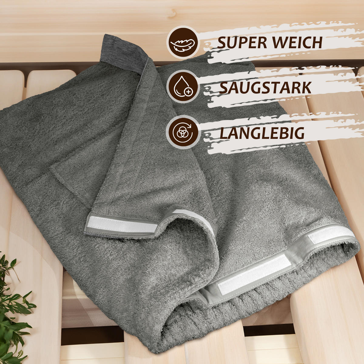 SAUNAKILT Herren Grau, Lima Saunahandtuch mit Klettverschluss - Dunkelgrau, Textil (140/55cm) - Lashuma