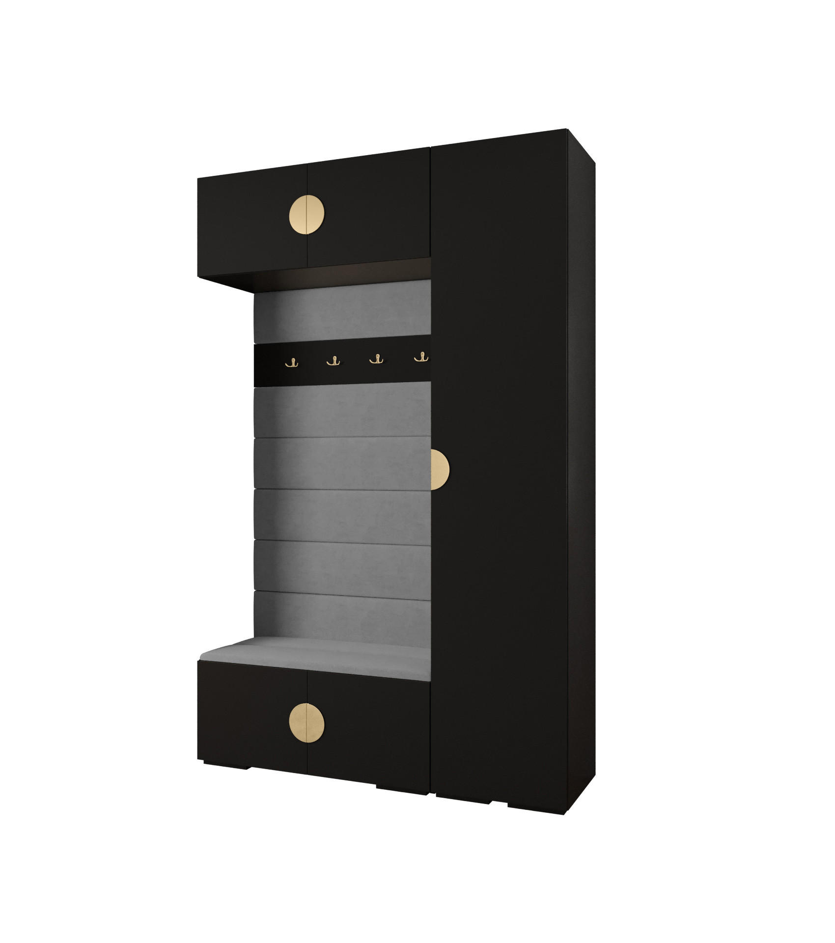 Abiks Möbel Garderoben-Set Schwarz, Grau, Gold 150x236.7x47 cm