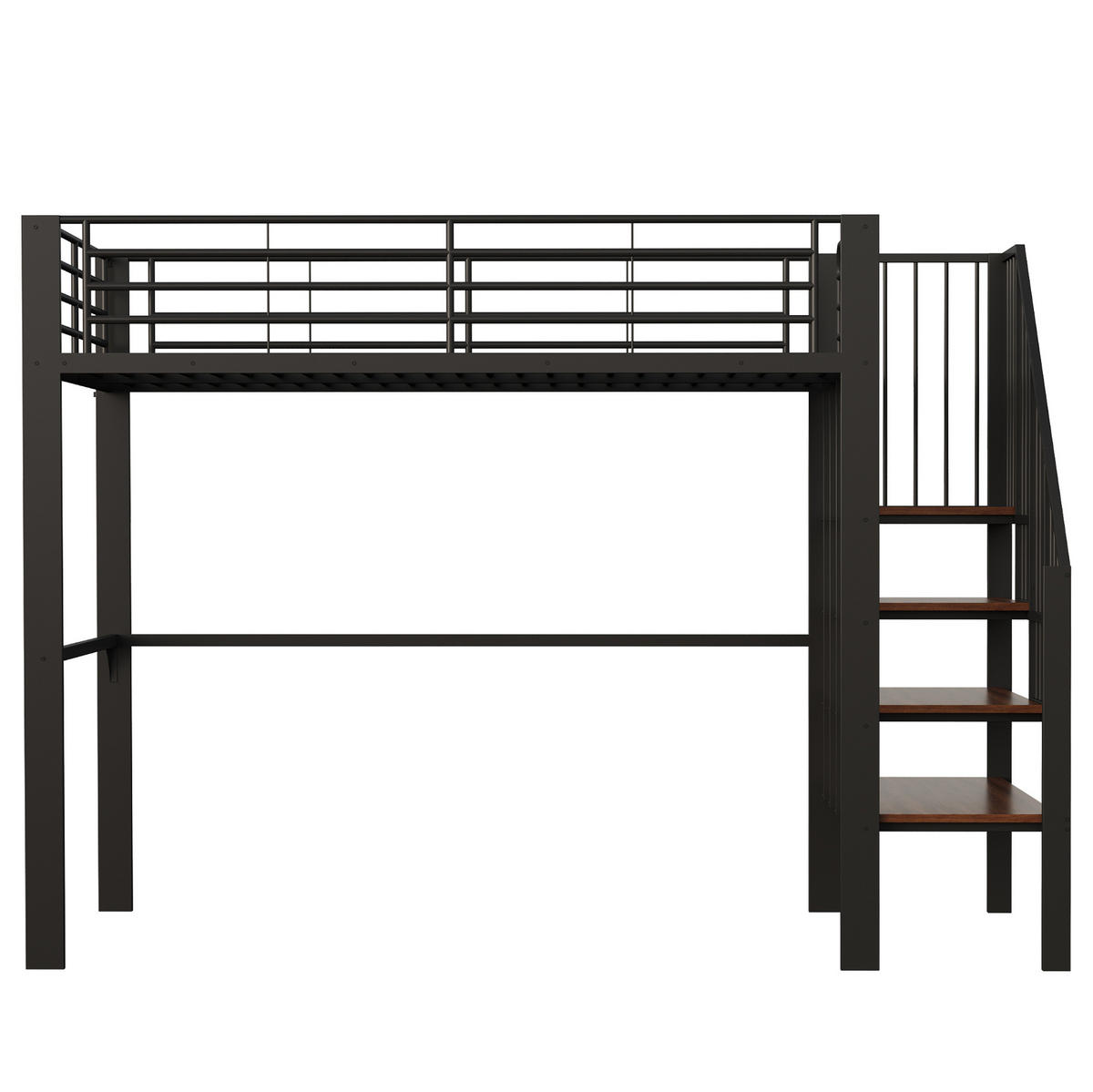 HOCHBETT 140/200 cm aus Metall in Schwarz – mit Treppe und Stauraum - Schwarz, Metall (140/200cm) - BEAOK