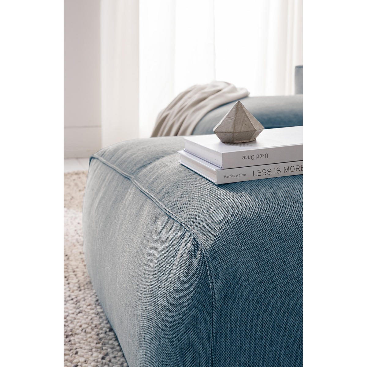 POLSTERHOCKER - Blau/Schwarz, Kunststoff/Textil (81/38/100cm) - home24