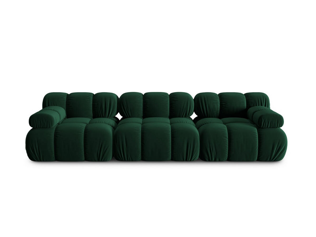 MODULARES-SOFA Bellis aus Samt flaschengrün 3 Sitzplätze - Grün, Textil (94/63/282cm) - Micadoni