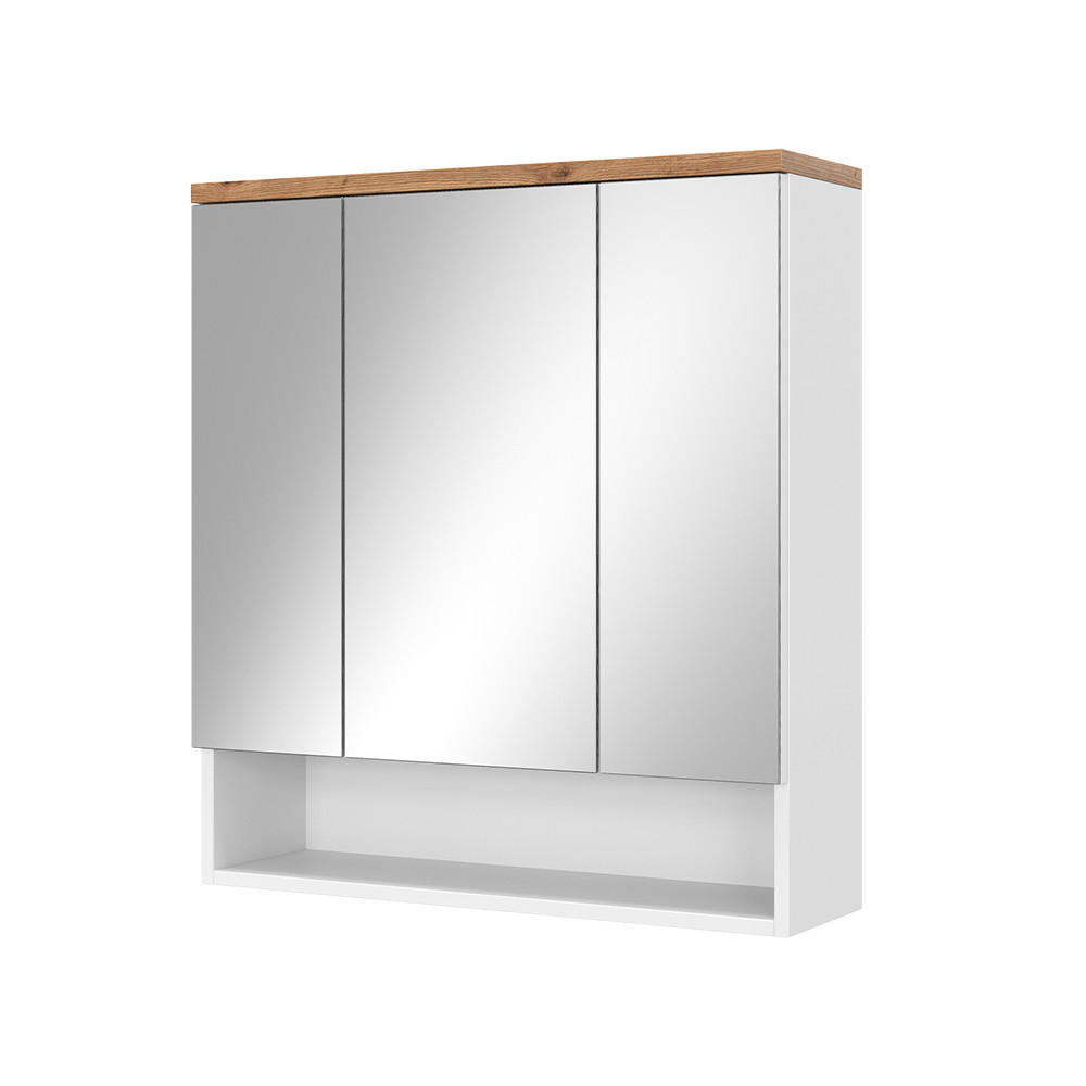 BADRUMSSPEGELSKÅP Eden Vit högblank 70x77.5 cm med 3 dörrar Vit högglans 77.5/70/21.7 cm