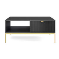 COUCHTISCH Vellore Schwarz mit goldenen Metallbeinen 104/68/46 cm - Goldfarben/Schwarz, Holzwerkstoff/Metall (68/104/46cm) - Selsey