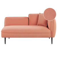 CHAISELONGUE Bouclé pfirsichrosa rechtsseitig Chevannes - Pink/Schwarz, Textil (138/74/77cm) - Beliani