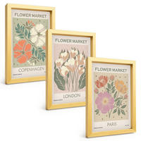BILDER SET 3er Set - 20x30 cm Goldrahmen - Blumenposter Kopenhagen London Paris - Goldfarben, Kunststoff (20/30cm) - TULUP