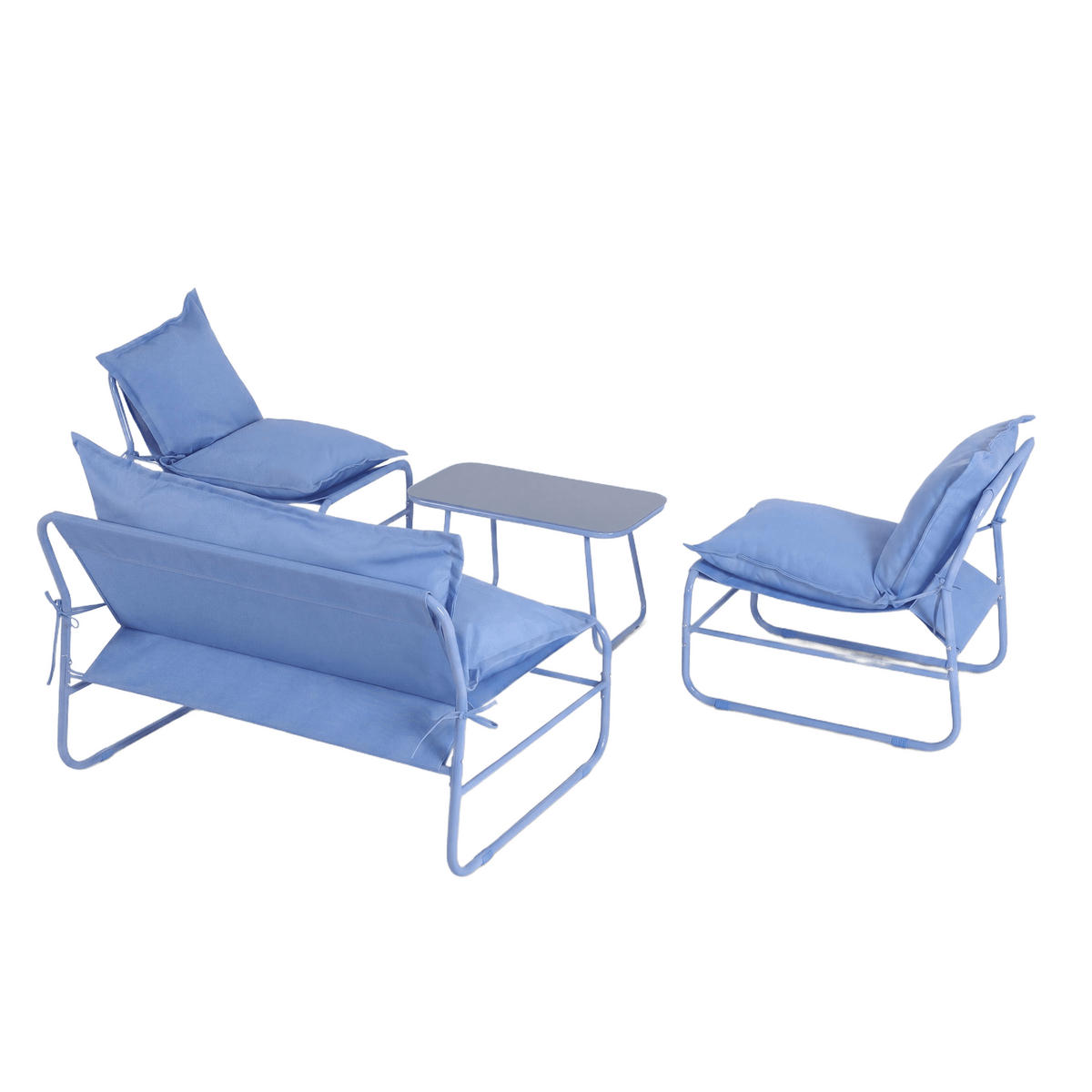 GARTENSET Blau 45/79/44 cm 4er-Set - Blau, Metall - Mobili Rebecca