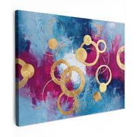 LEINWANDBILD Kreise - Gold - Abstrakt Wandbilder 80x60 cm - Blau, Textil (80/60cm) - MuchoWow