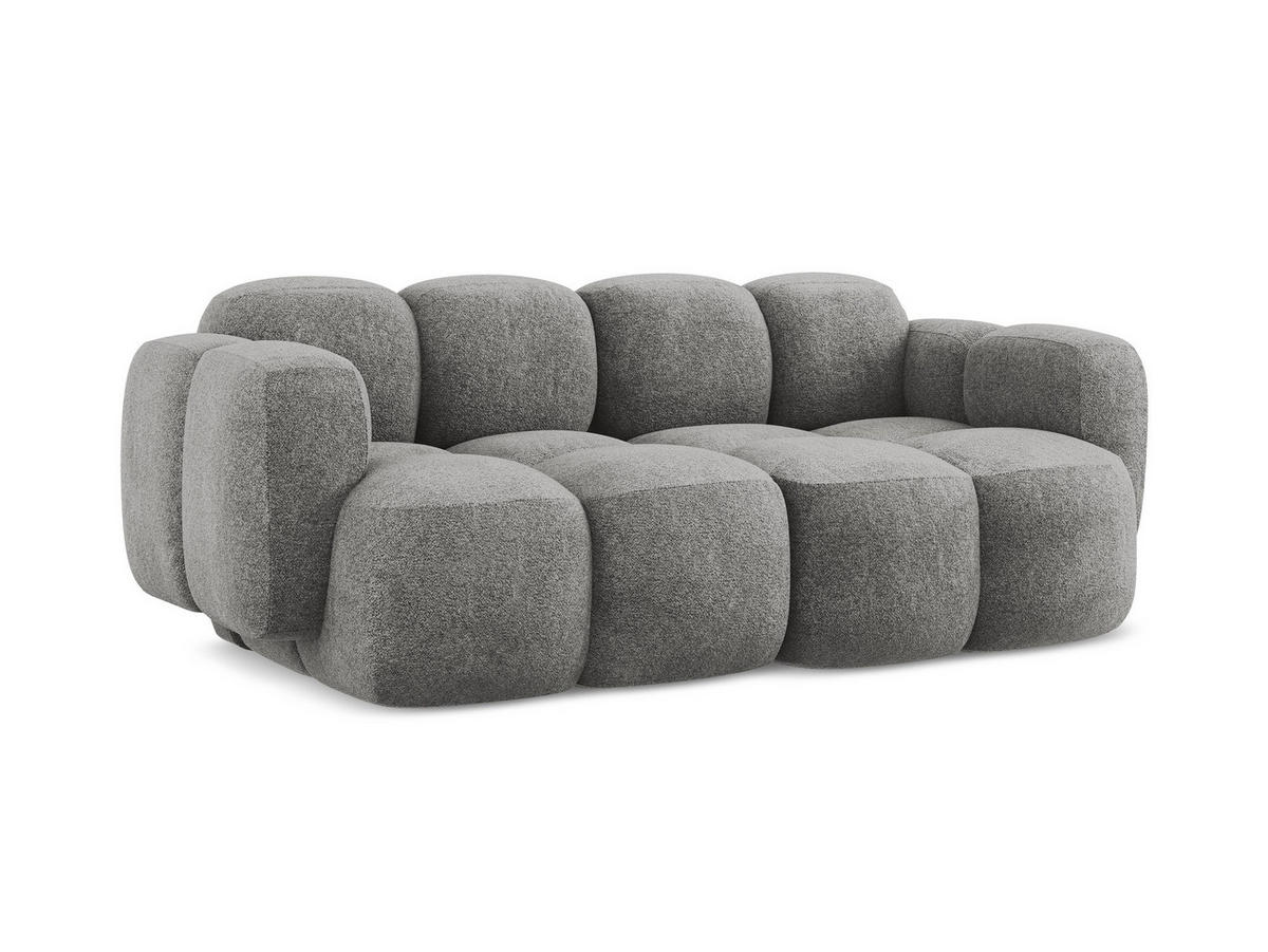 2-SITZER SOFA Chenille Stoff Grau - Dunkelgrau/Schwarz, Holzwerkstoff/Kunststoff (210/72/115cm) - Makamii