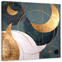 WANDBILD, Abstrakt Formen blau und gold - Grün, Textil (20/20cm) - Feeby