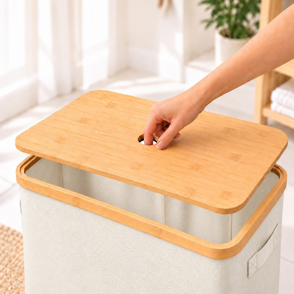 TOILETTENPAPIERBOX Beige Bambus 24 Rollen - Beige, Holz/Kunststoff (45/72/30cm) - Relaxdays