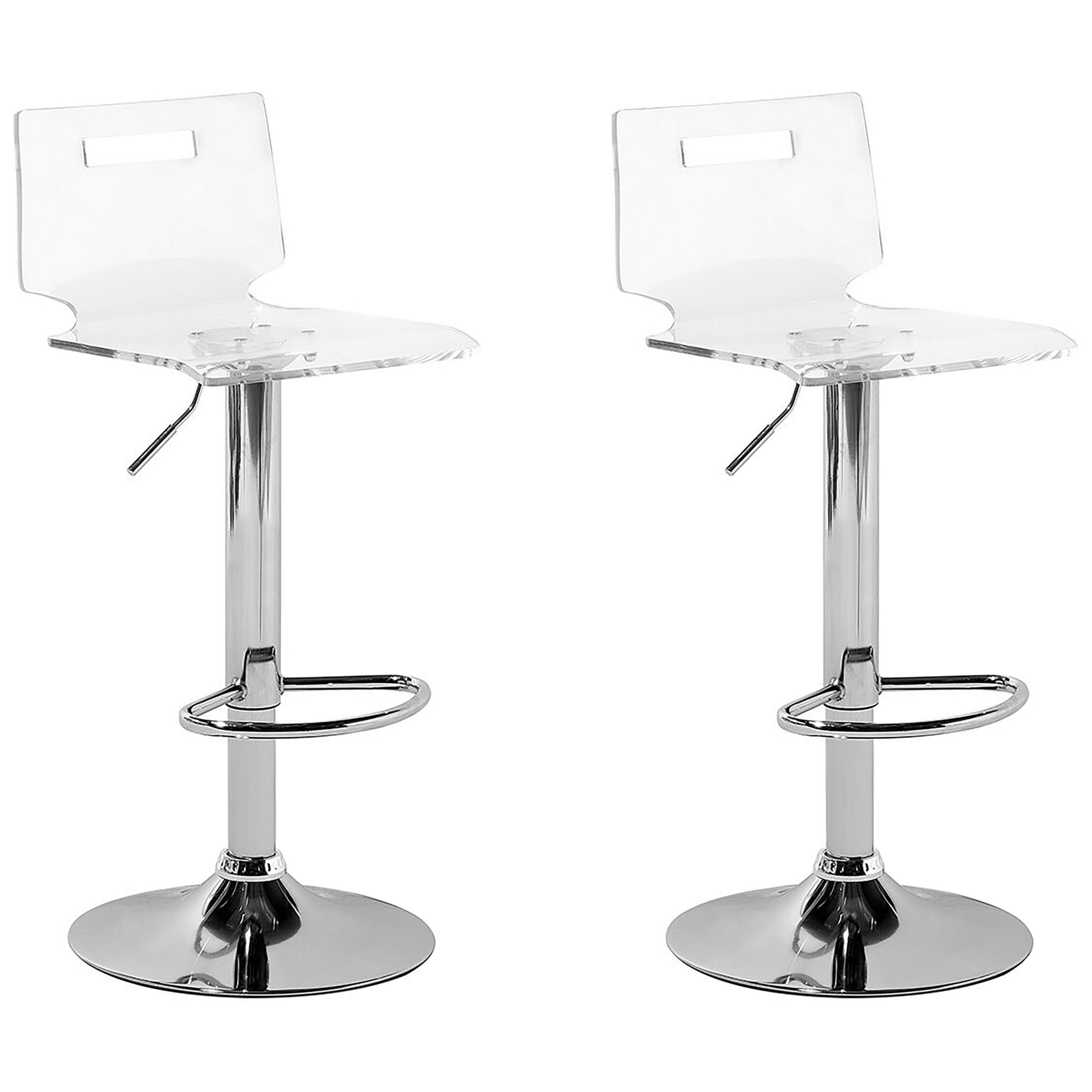 BARHOCKER 2er-Set Kunststoff Transparent Malta - Transparent, Kunststoff/Metall (38/102/38cm) - Beliani
