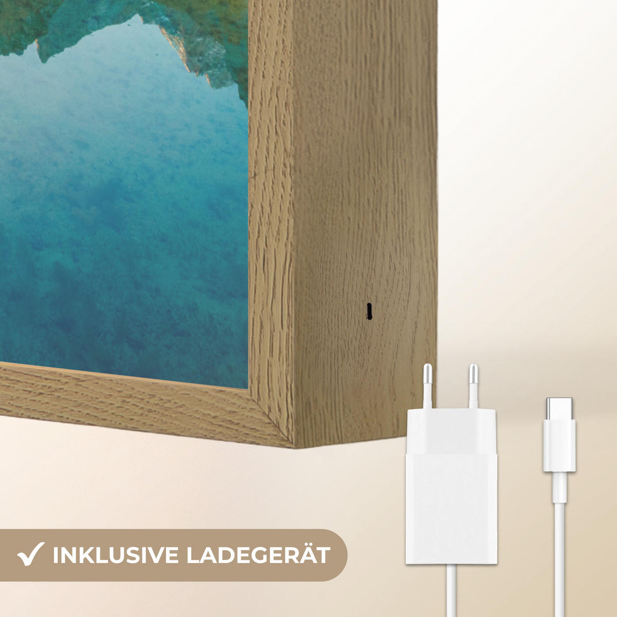 WANDLEUCHTE MIT AKKU See - Wald - Berge - Natur - Sonne - Landschaft 40x60 cm - Grün, Holzwerkstoff (40/60/8cm) - OnlyWow