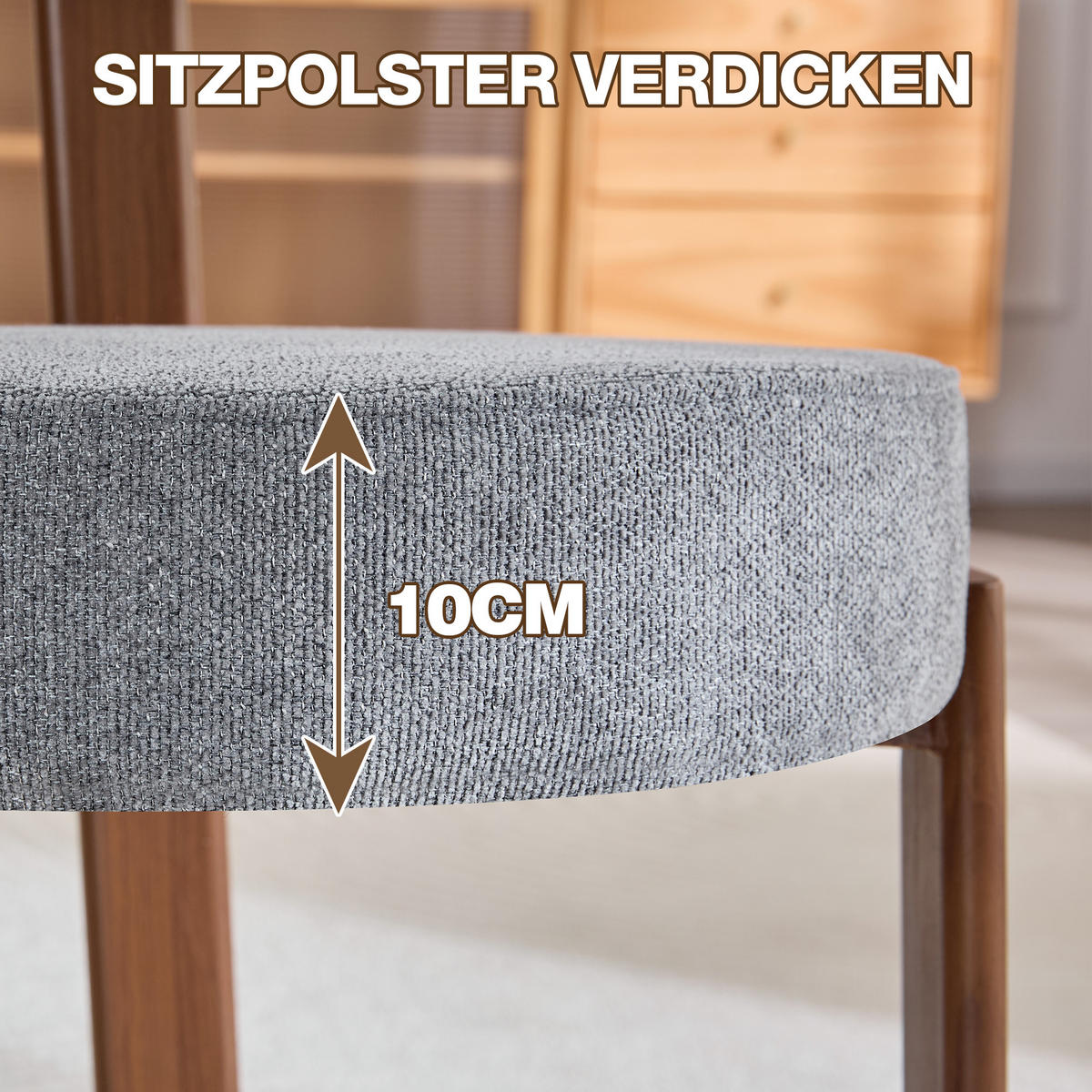 ESSZIMMERSTUHL 2ER-SET aus Stoff, mit ergonomischer Bügellehne - Grau, Textil (51.5/79/57cm) - Urban Meuble