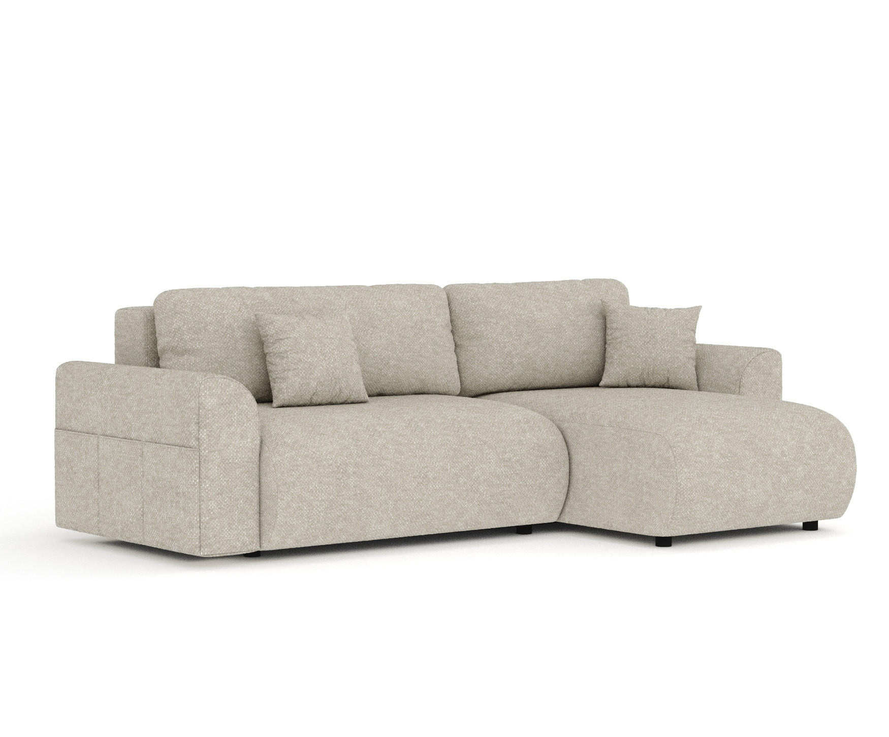 ECKSOFA MIT SCHLAFFUNKTION Bodega Beige Grau Chenille - Beige/Schwarz, Holz/Holzwerkstoff (235/138cm) - Maison de Reve