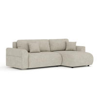 ECKSOFA MIT SCHLAFFUNKTION Bodega Beige Grau Chenille - Beige/Schwarz, Holz/Holzwerkstoff (235/138cm) - Maison de Reve