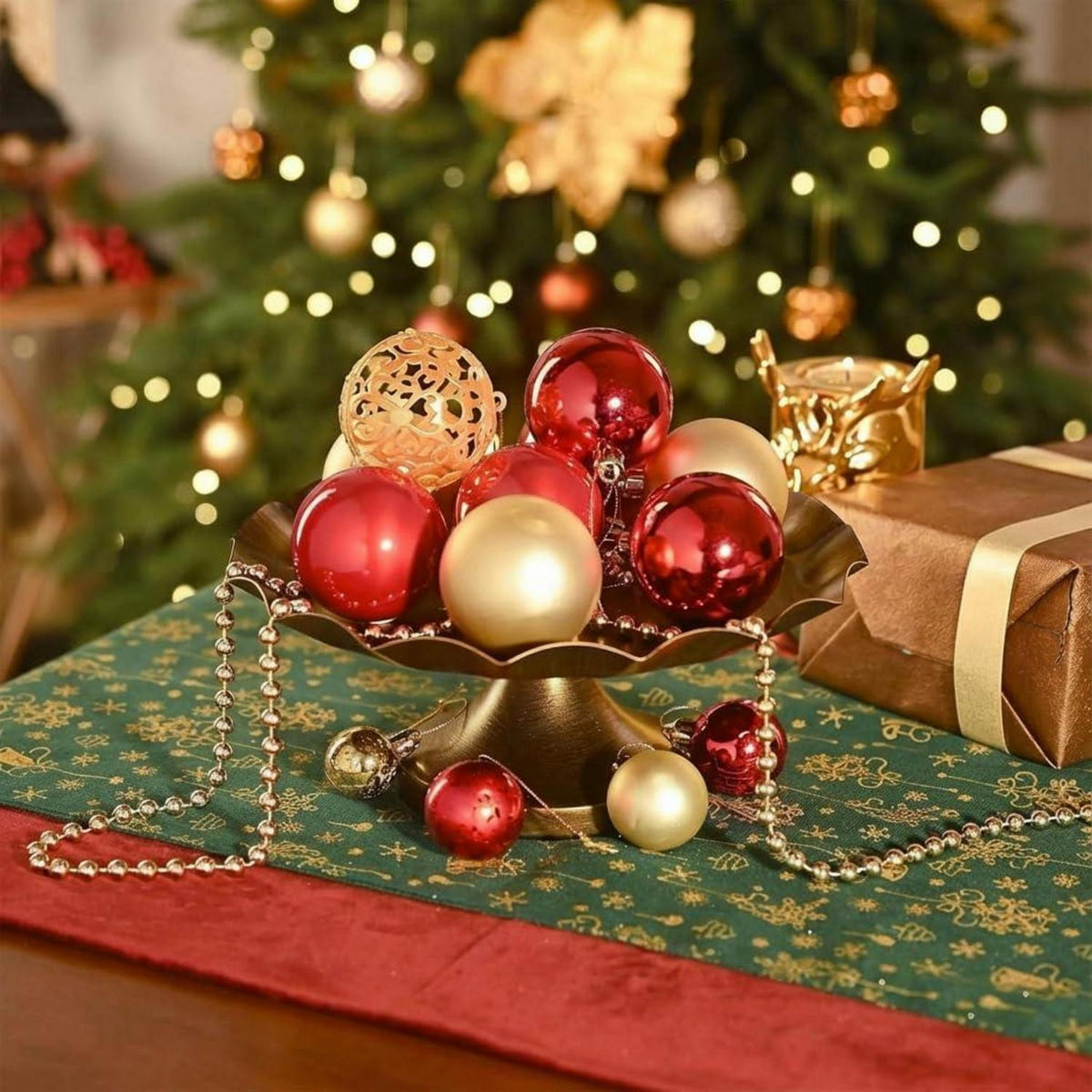CHRISTBAUMKUGELN 50-teiliges Set Rot Gold - Multicolor, Kunststoff (8/8/8cm)