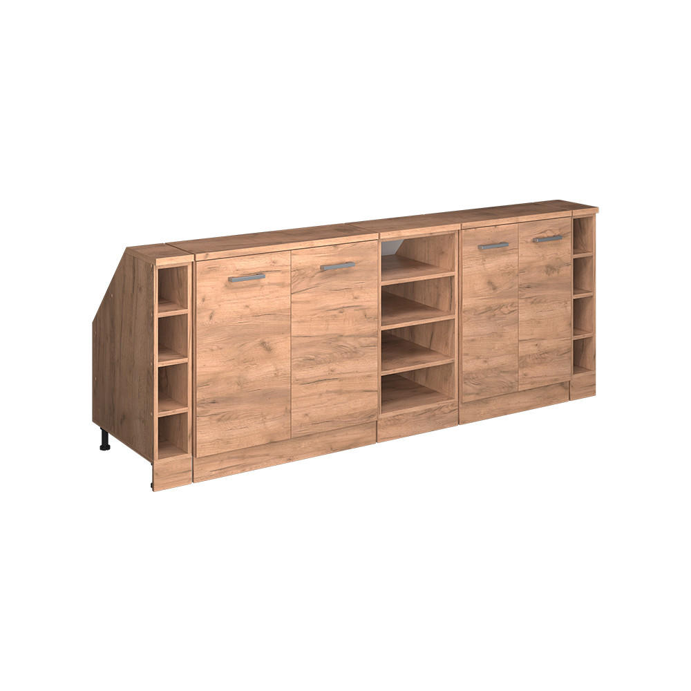 Vicco KUCHYŇSKÁ SKŘÍŇKA POD ŠIKMOU STŘECHU R-Line Zlatý mocný dub 210 cm Sada 5 korpusů skříně hloubka 60 cm