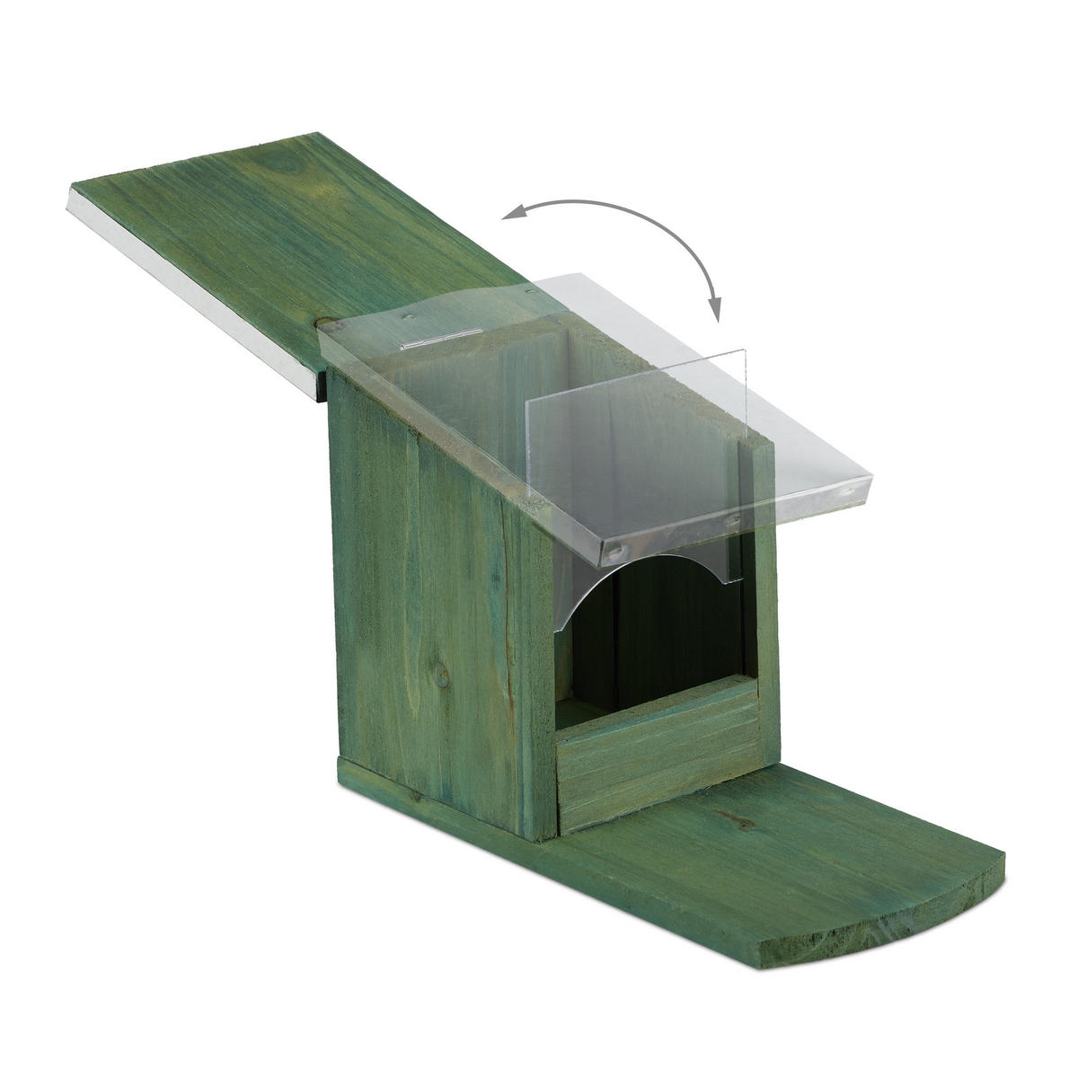 EICHHÖRNCHEN Futterhaus - Dunkelgrün, Holz/Kunststoff (12/18/25cm) - Relaxdays