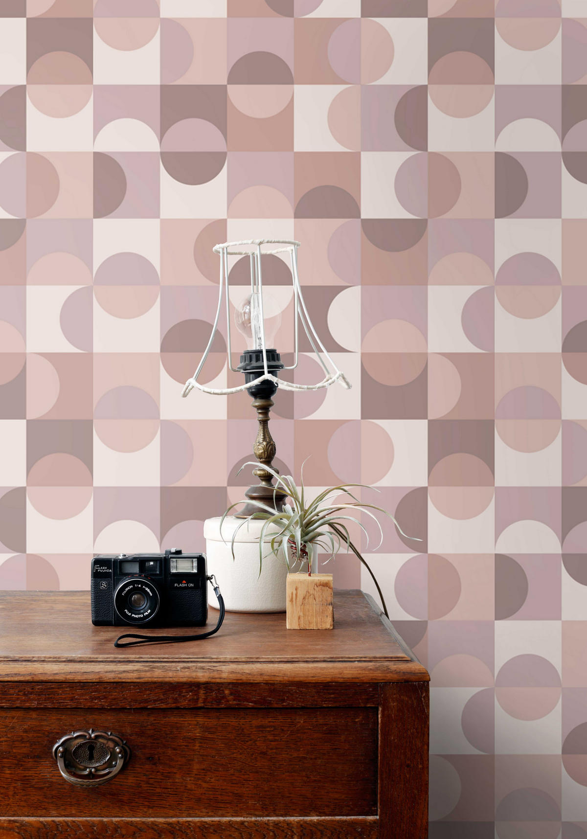 TAPETE Kreise im Bauhaus-Stil 50 x 900 cm - Pink, Papier (50/900cm) - ESTAhome