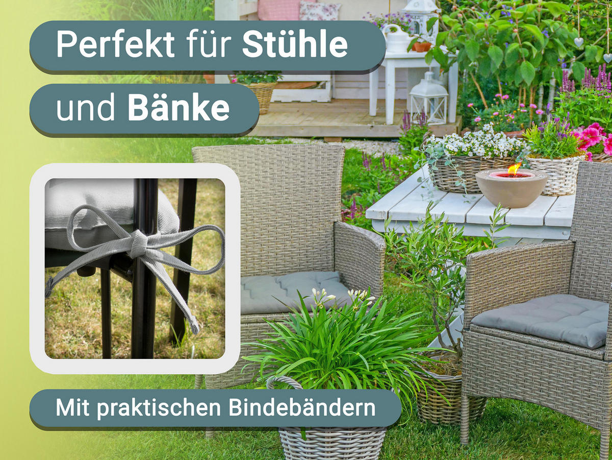 STUHLKISSEN, 4er-Set, 40x40 cm, 100% Polyester, Grau - Grau, Textil (40/40/3cm) - Zollner