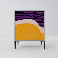 SIDEBOARD INDEPENDENT BORDER, Grau, 57,5x42x72,5 cm, Schwarze Metallfüße - Multicolor/Schwarz, Holzwerkstoff/Metall (57.5/72.5/42cm) - SpaceRebels